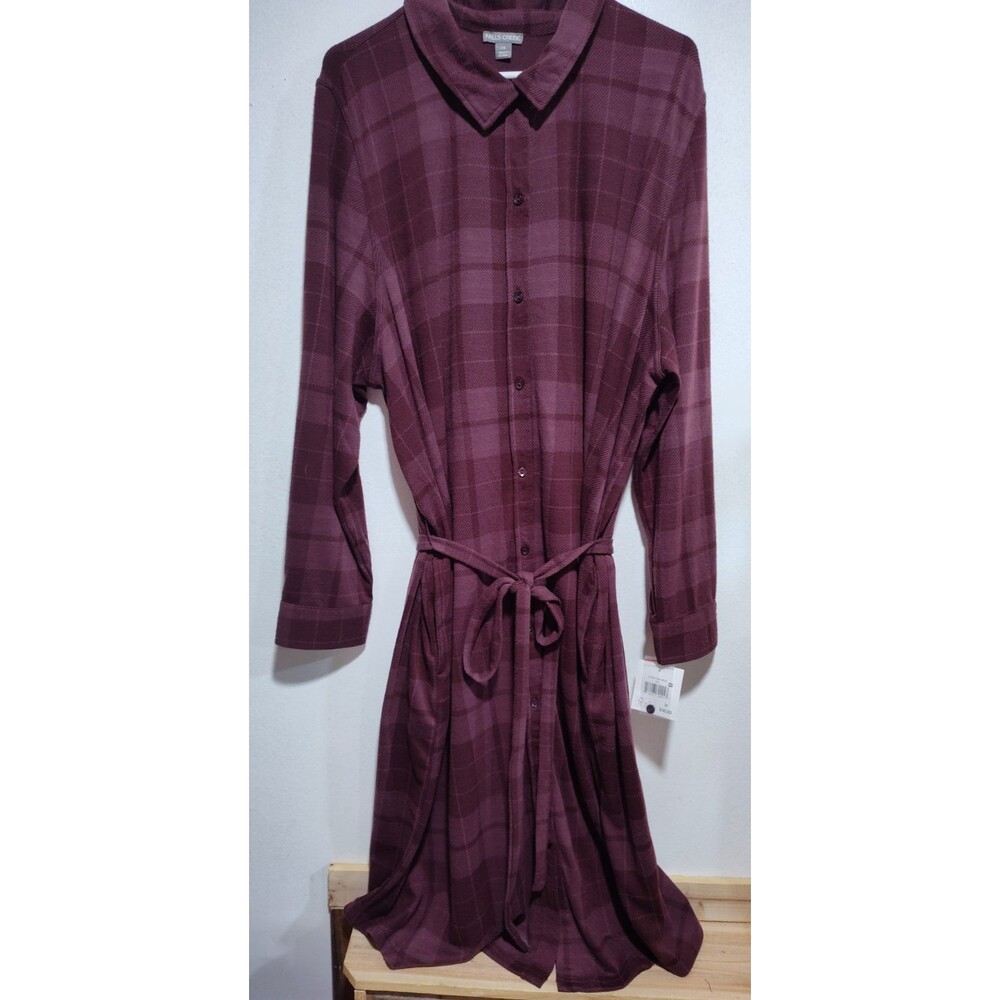 Falls Creek Long Sleeve Button Up Dress With Pockets - Tie Belt New With Tags 3X